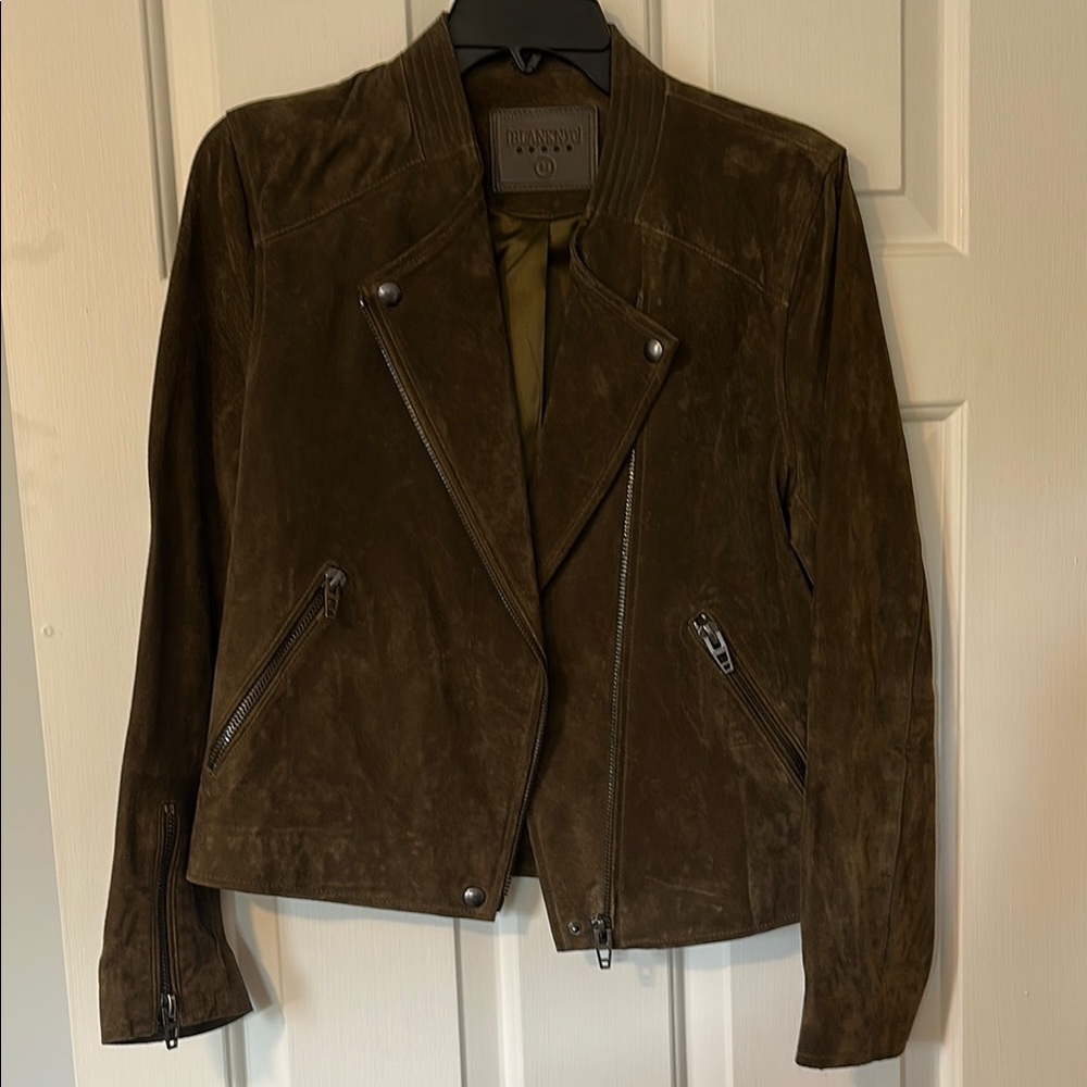 Blank NYC dark olive Leather Moto Jacket Asymmetrical Design